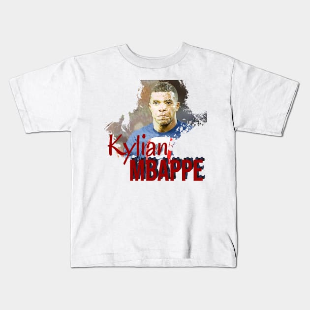 Kylian mbappe, Psg player and france Kids T-Shirt by Aloenalone